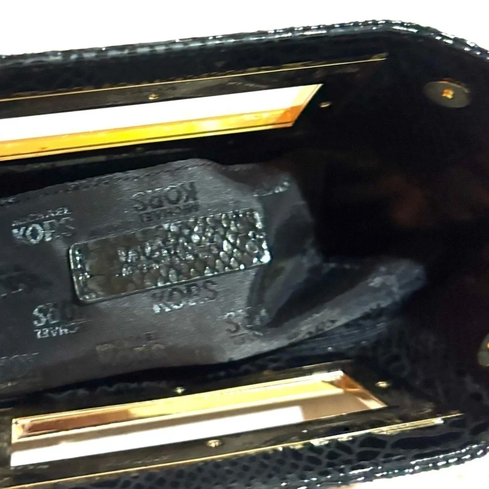 Michael Kors Black snake skin print Clutch Bag